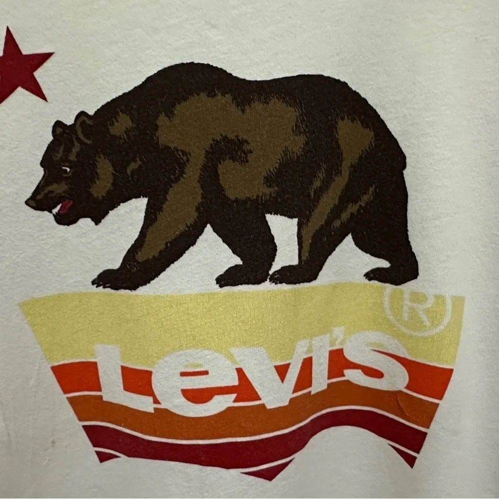 265 Levi’s | Vintage California Bear Graphic Tee – Off White Cotton (Size M)